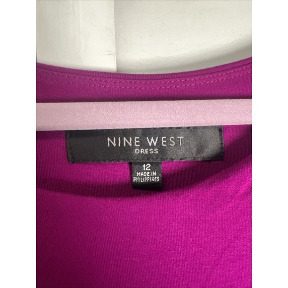 Nine West Sleeveless Drape Pullover Lined Stretch Dress Size 12 Fuchsia NWT - Picture 2 of 12